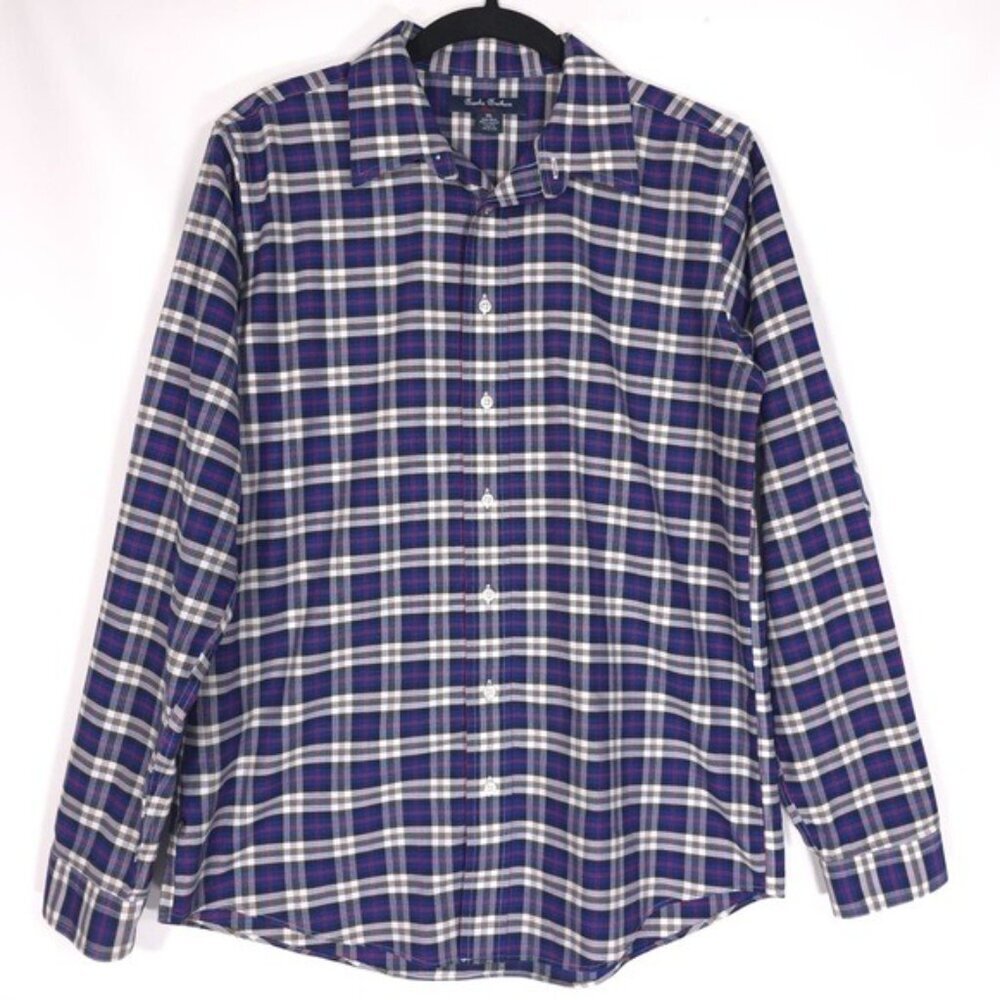 Brooks Brothers Womenβs Fleeceβ NON-IRON SUPIMA COTTON Shirt Plaid Multi Size XL